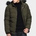 Mens Winter Thick Warm Detachable Hooded Padded Jacket Parka