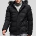 Mens Winter Thick Warm Detachable Hooded Padded Jacket Parka