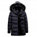 Mens Warm Cotton Padded Jacket Furry Hooded Insulated Winter Parka