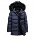 Mens Warm Cotton Padded Jacket Furry Hooded Insulated Winter Parka