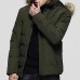 Mens Detachable Furry Hood Thick Warm Winter Padded Jacket Parka