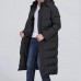 Mens Winter Outdoor Windproof Warm Solid Color Hooded Long Padded Jacket Parka Outerwear