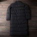 Mens Winter Outdoor Windproof Warm Solid Color Hooded Long Padded Jacket Parka Outerwear