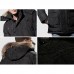 Mens Winter Windproof Multi Pockets Zipper Buttons Solid Color Furry Hood Warm Padded Jacket Parka