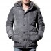 Mens Winter Windproof Multi Pockets Zipper Buttons Solid Color Furry Hood Warm Padded Jacket Parka