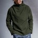 Mens Casual High Collar Fit Solid Color Long Sleeve T-shirts