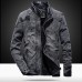 Mens Winter Vintage Stylish Stand Collar Fleece Lining Warm Denim Jacket