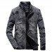 Mens Winter Vintage Stylish Stand Collar Fleece Lining Warm Denim Jacket