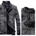 Mens Winter Vintage Stylish Stand Collar Fleece Lining Warm Denim Jacket